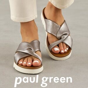 Paul Green Metallic Silver Sandals